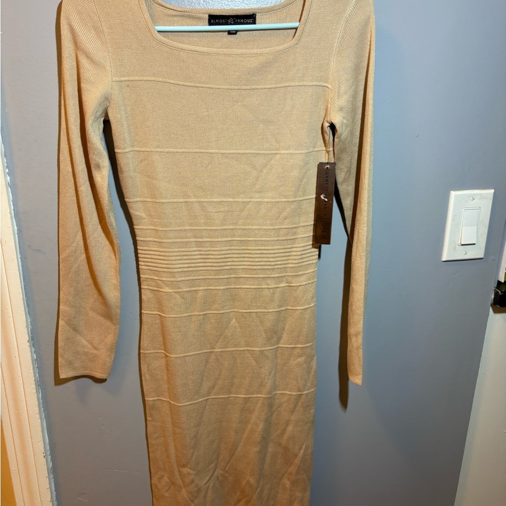 Almost Famous Beige Long Sleeve Dress